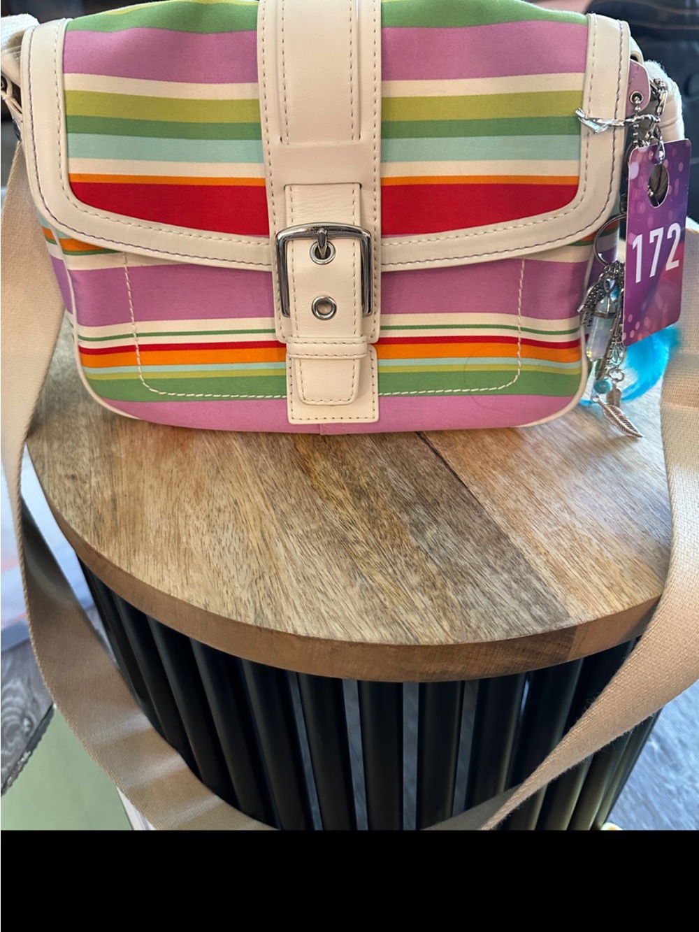 Coach Hampton  Flap Convertible Multicolor Striped Crossbody - Picture 11 of 12